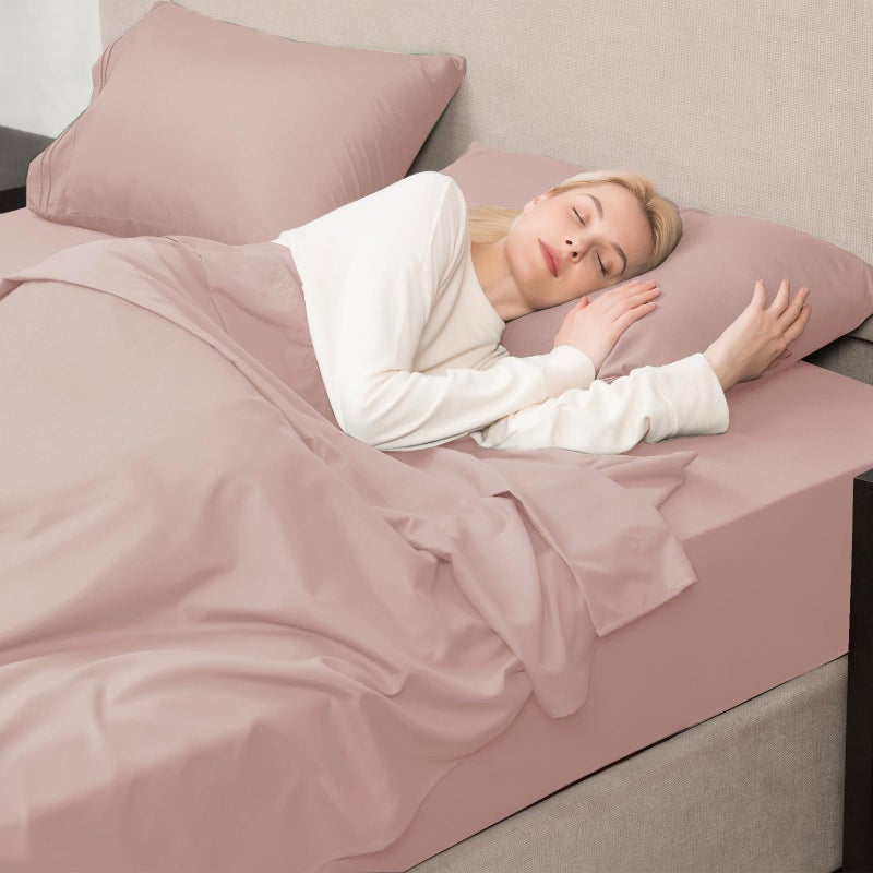 Mejoroom Twin Sheet Set - Hotel Collection Twin Sheets - Bedding Sheets & Pillowcases with Deep Pocket Fitted Sheet, Breathable, Wrinkle & Fade Resistant - 3 Piece(Dusty Pink) - Image 5